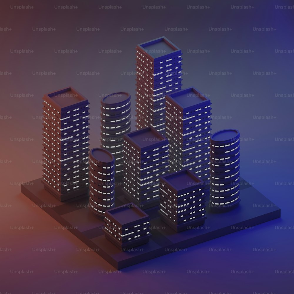 a group of buildings that are on top of a table