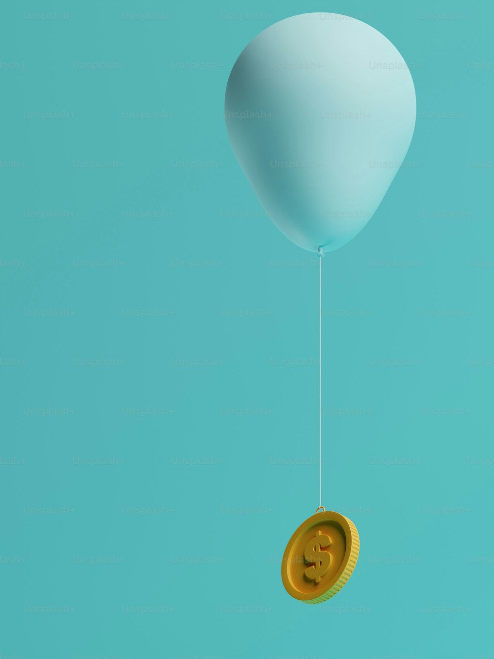 a balloon with a dollar coin attached to it
