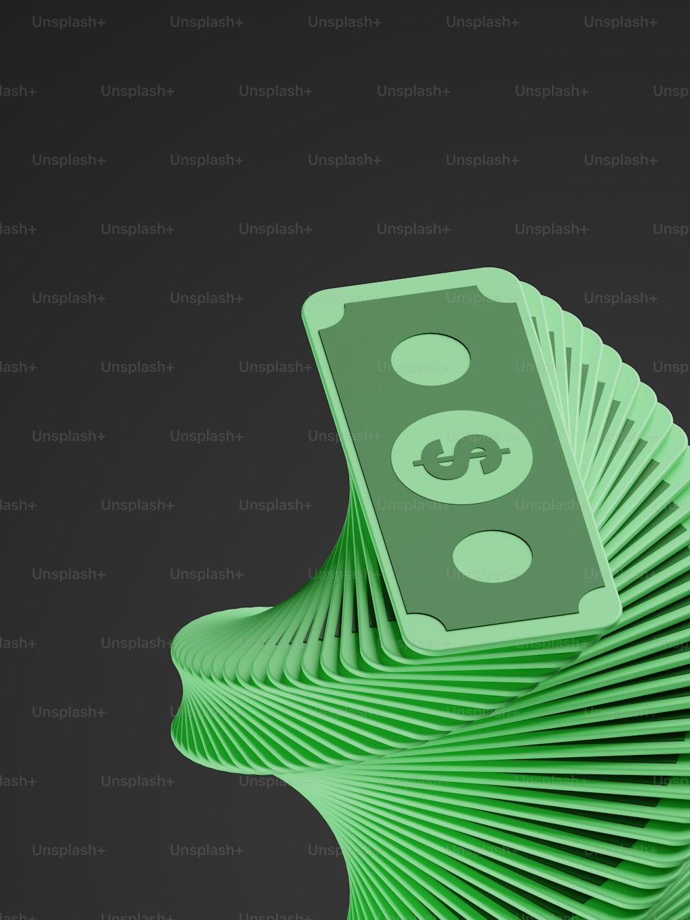 a green object with a dollar bill sticking out of it