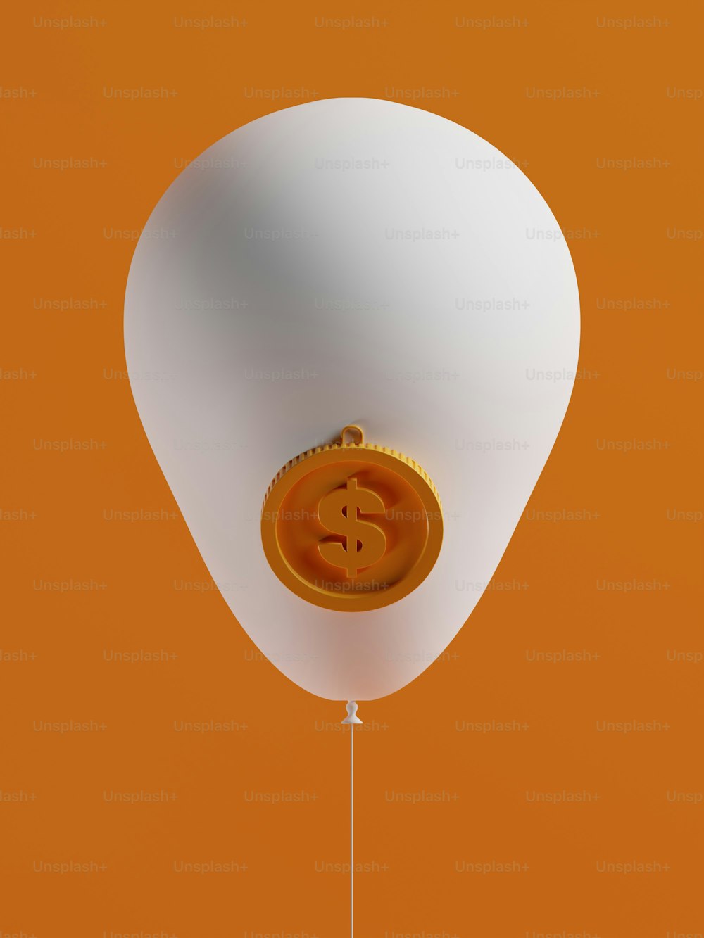 a white balloon with a dollar sign on it