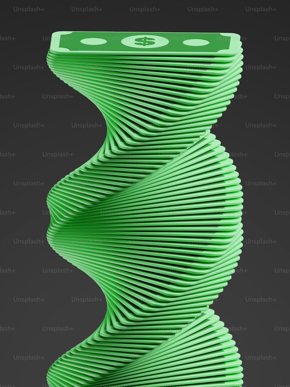a green object that looks like a spiral