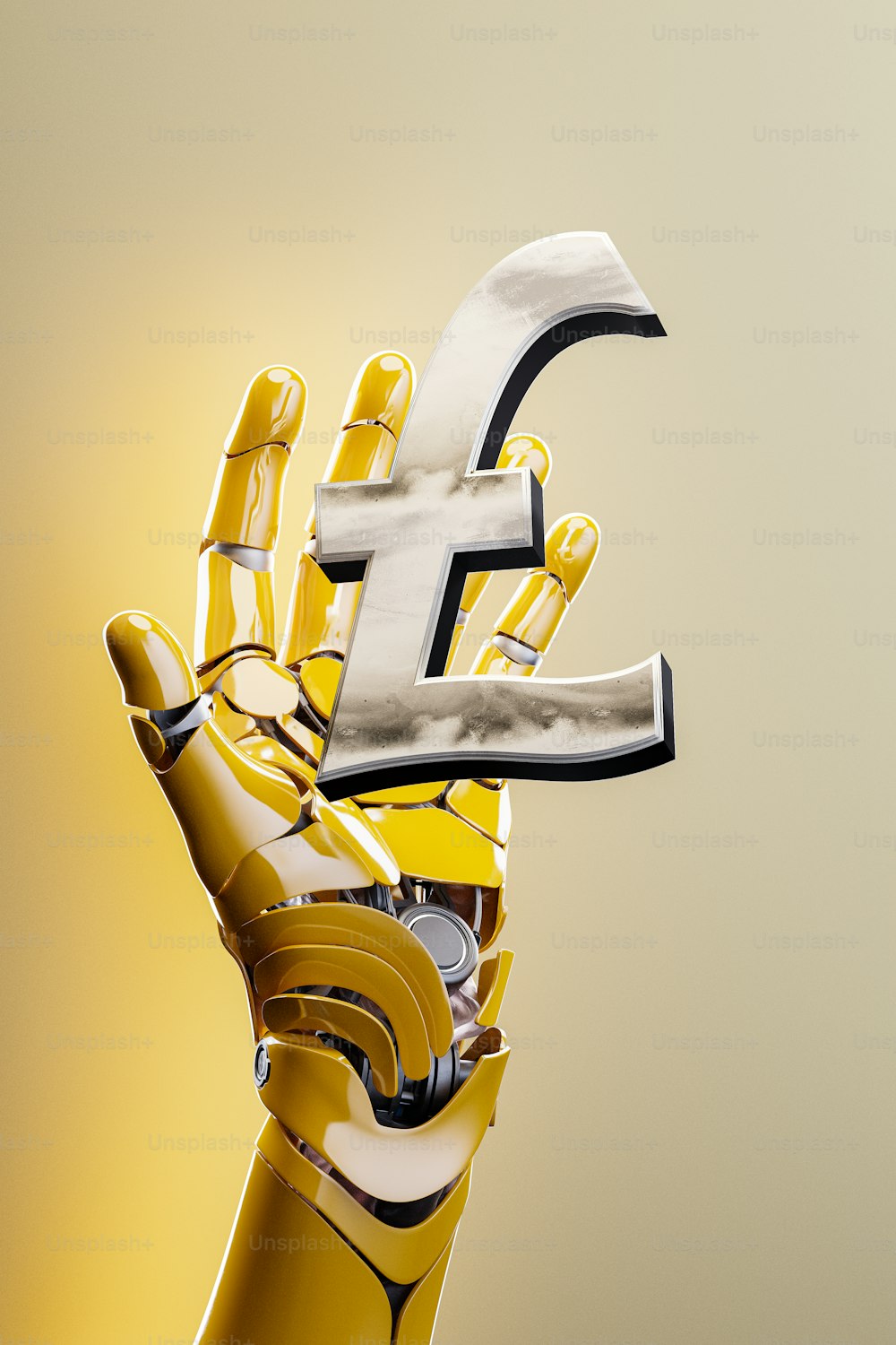 a robotic hand holding a bitcoin symbol
