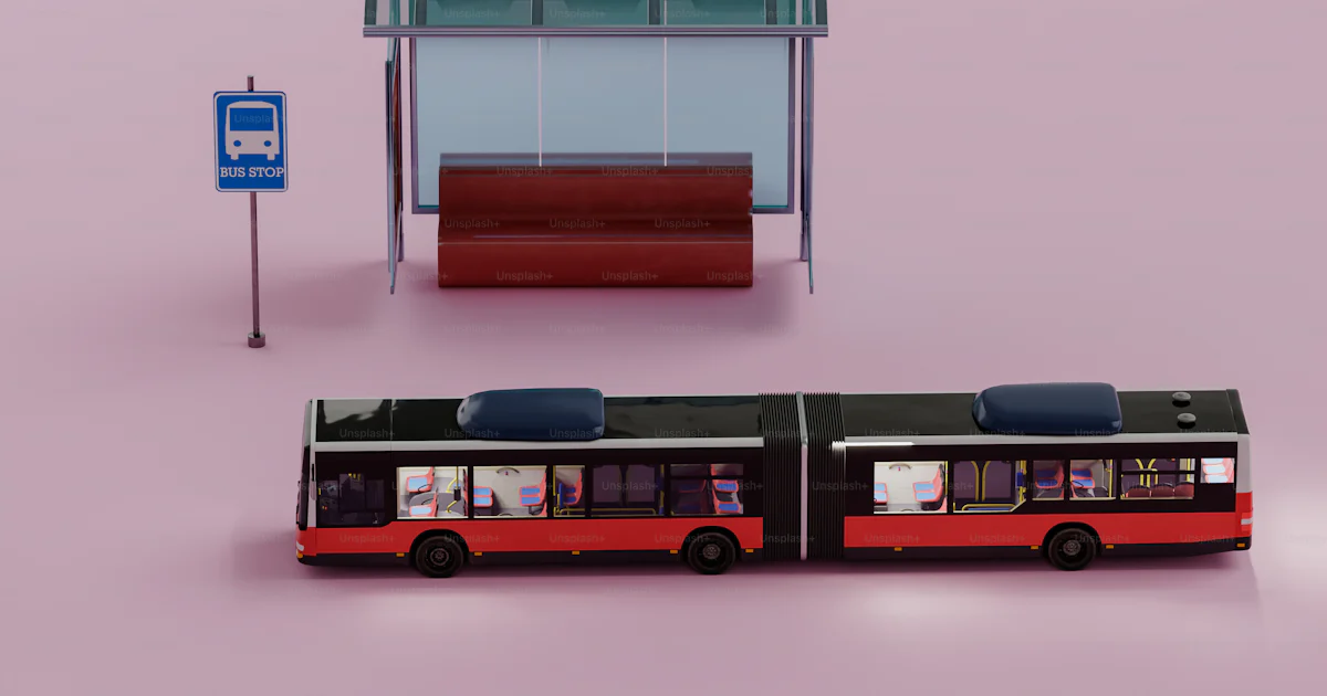 A red and black bus parked in front of a bus stop photo – Wallpaper ...