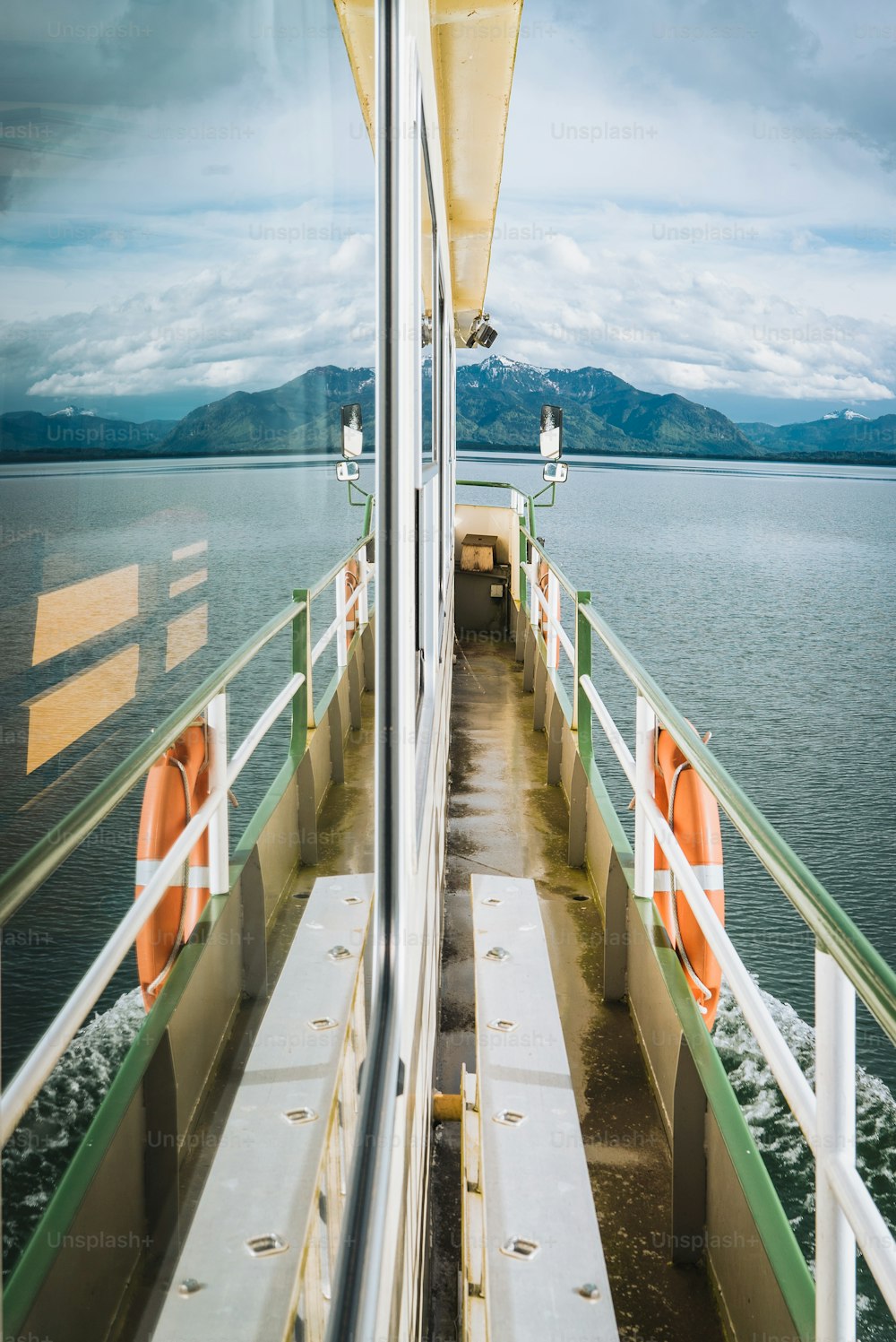 a view from a ferry looking out over the water