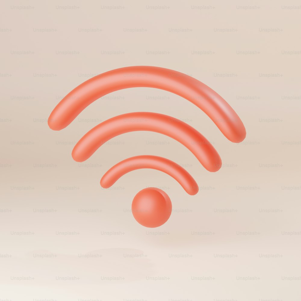 um símbolo wifi laranja flutuando no ar