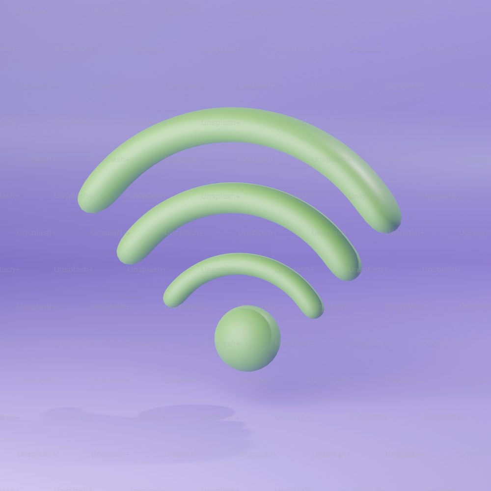 um símbolo wifi verde em um fundo roxo