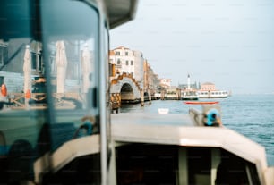 a boat traveling down a body of water