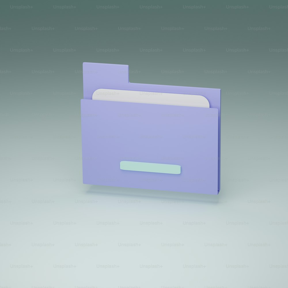 eine lila Mappe mit hellblauem Einband