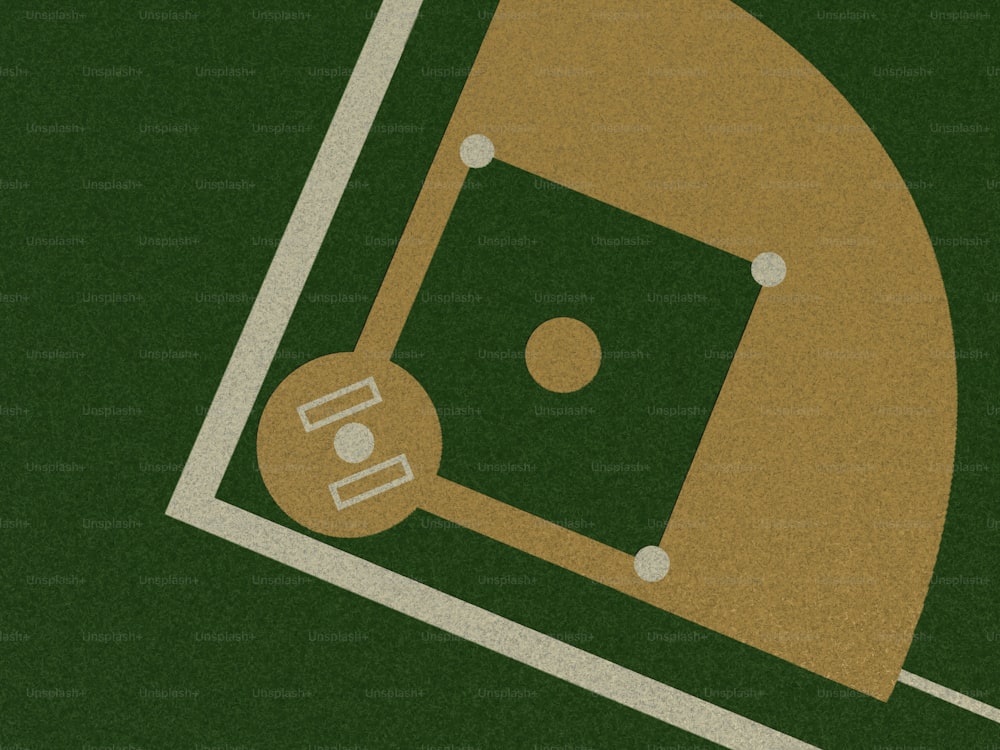 un terrain de baseball avec une batte et une balle