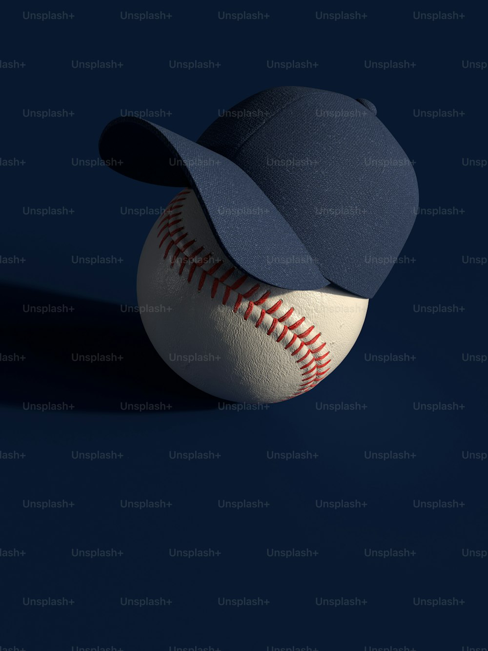 ein Baseball mit einem Hut darüber
