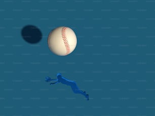 a baseball flying through the air next to a ball