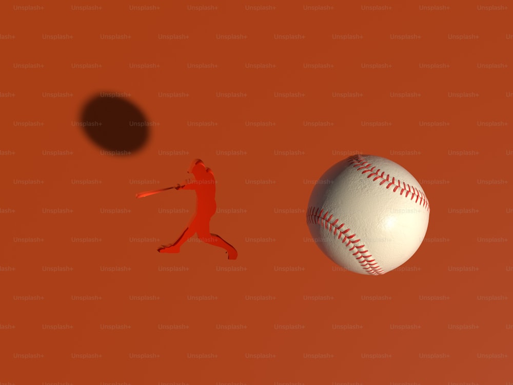 オレンジの背景に野球と野球