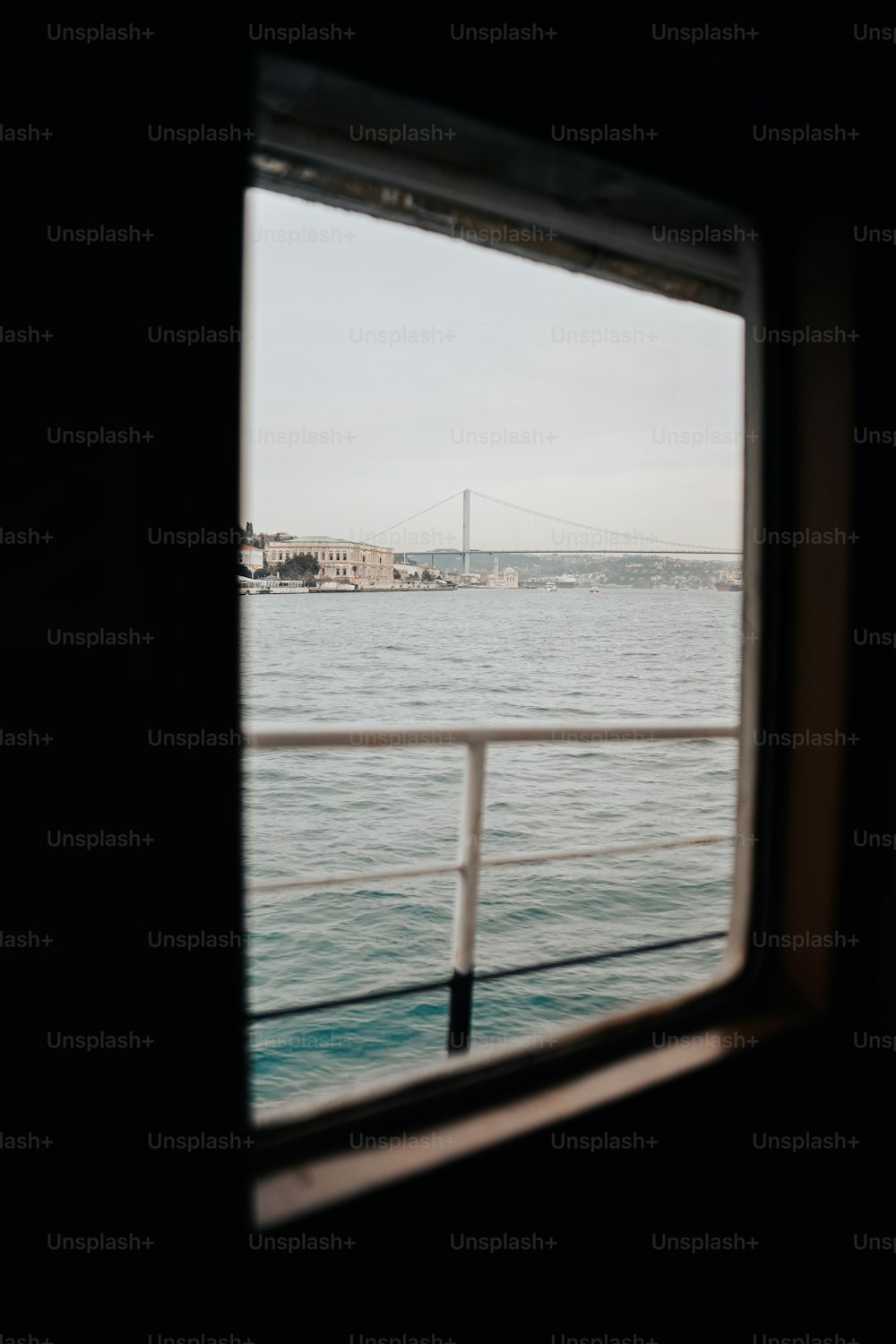 a view of a body of water through a window