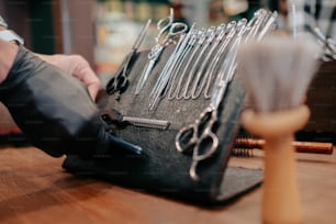 a table with a bunch of tools on it