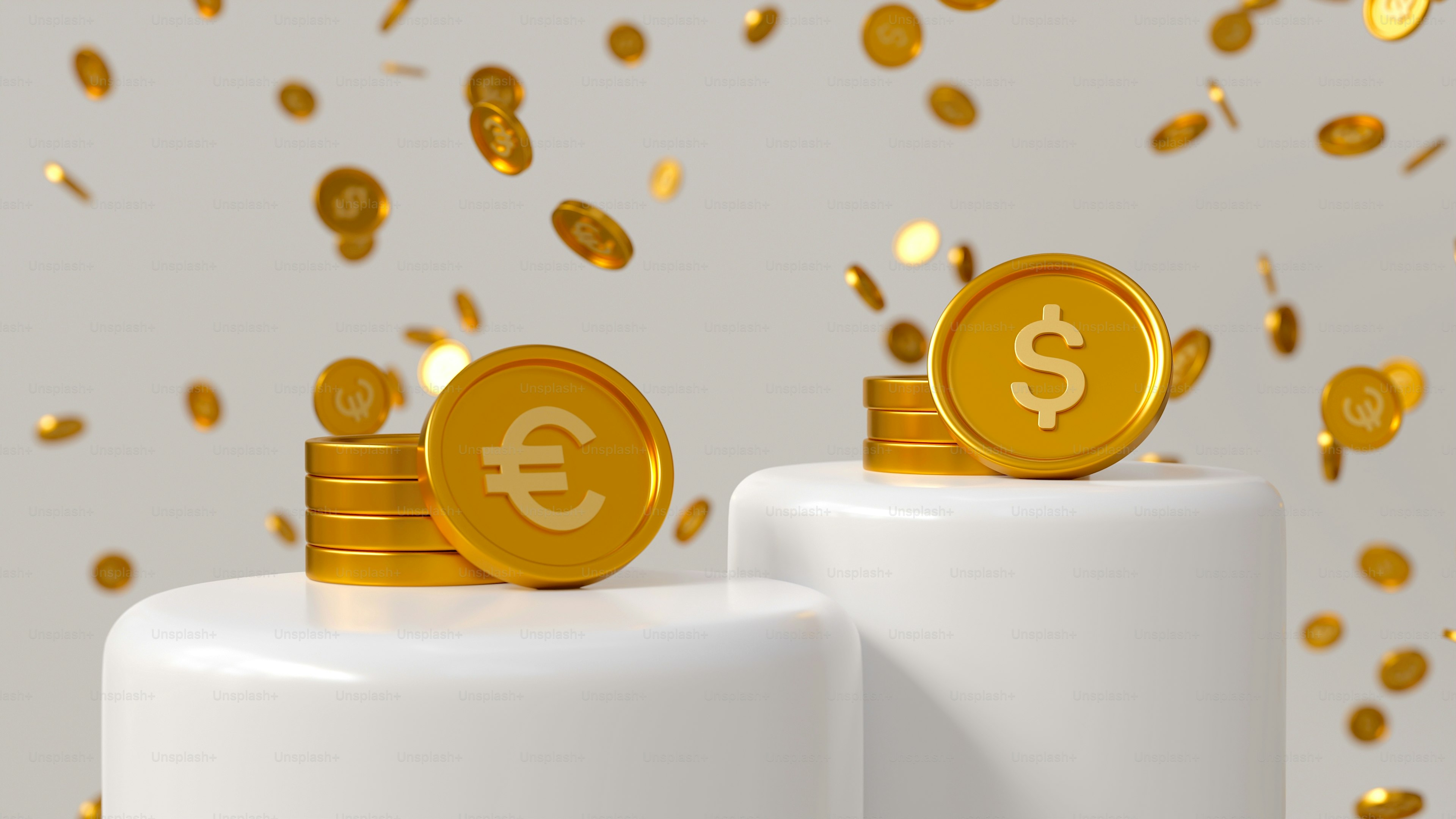 Dos pilas de monedas de oro sentadas una encima de la otra