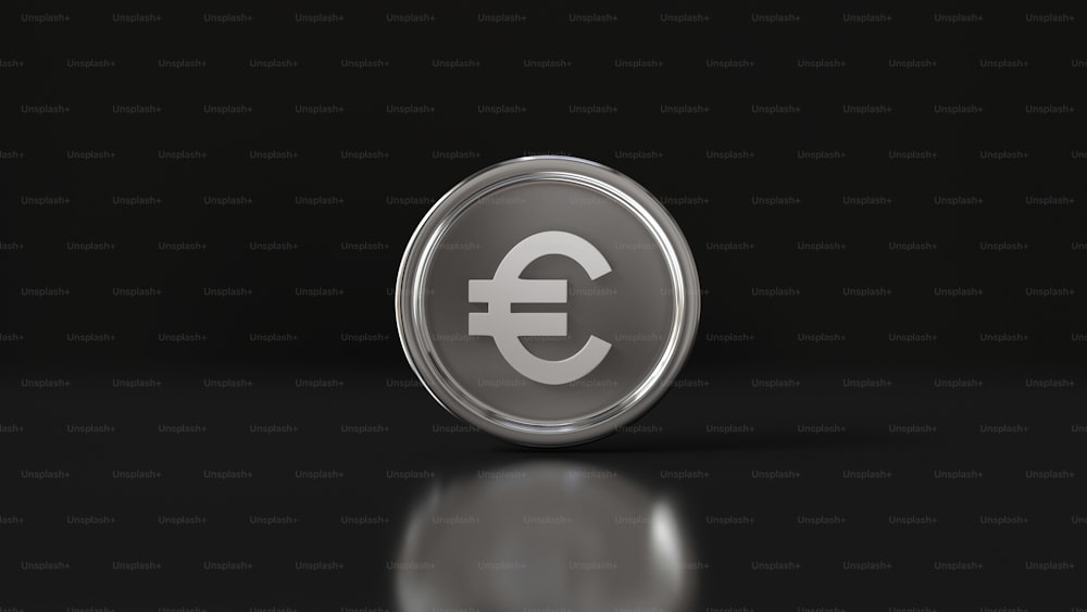 una moneta d'argento con il simbolo dell'euro