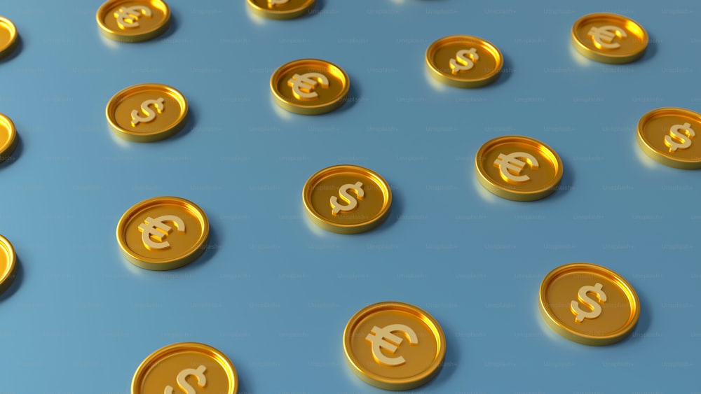 Muchas monedas de oro con un signo de dólar en ellas