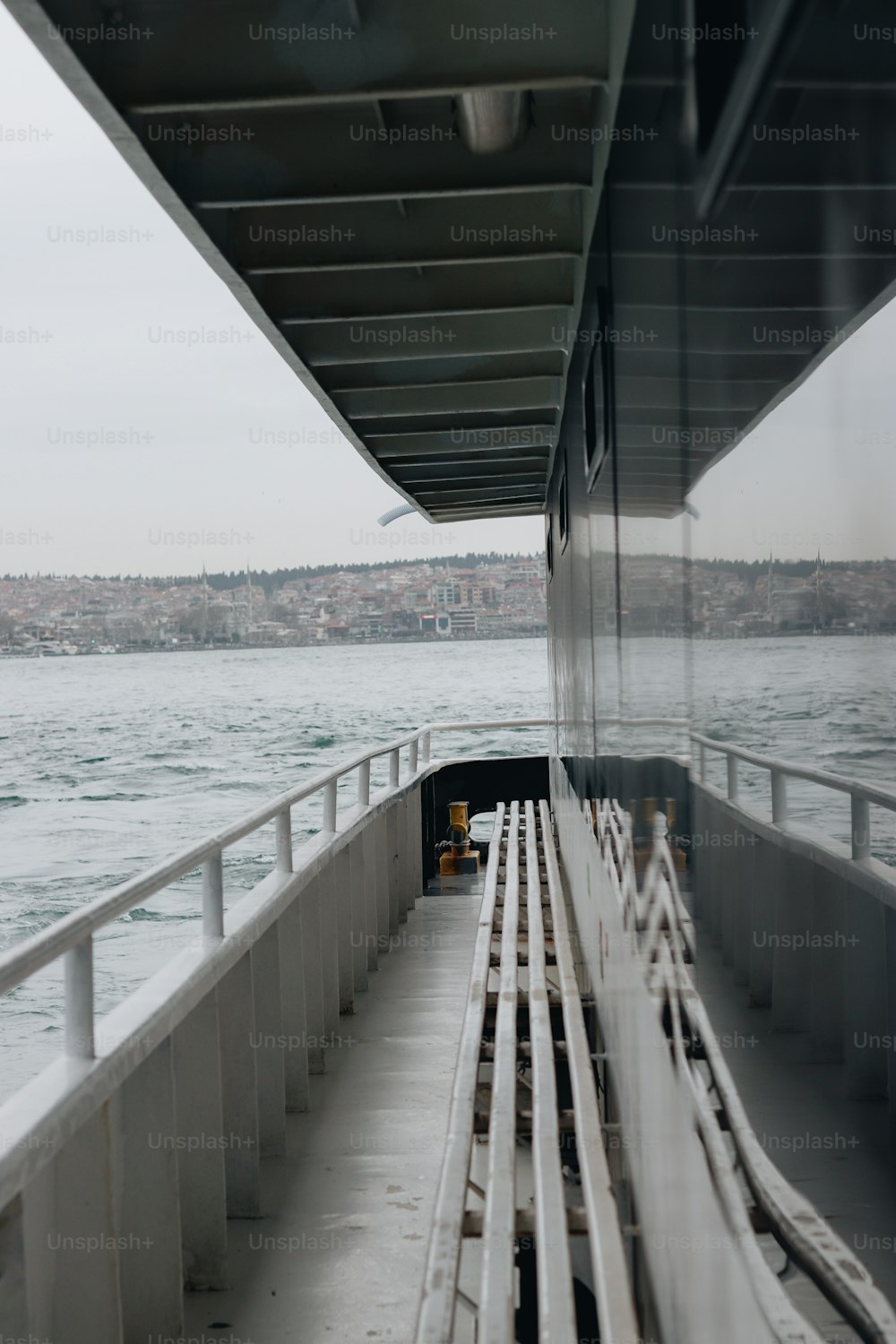 a view of the water from a boat