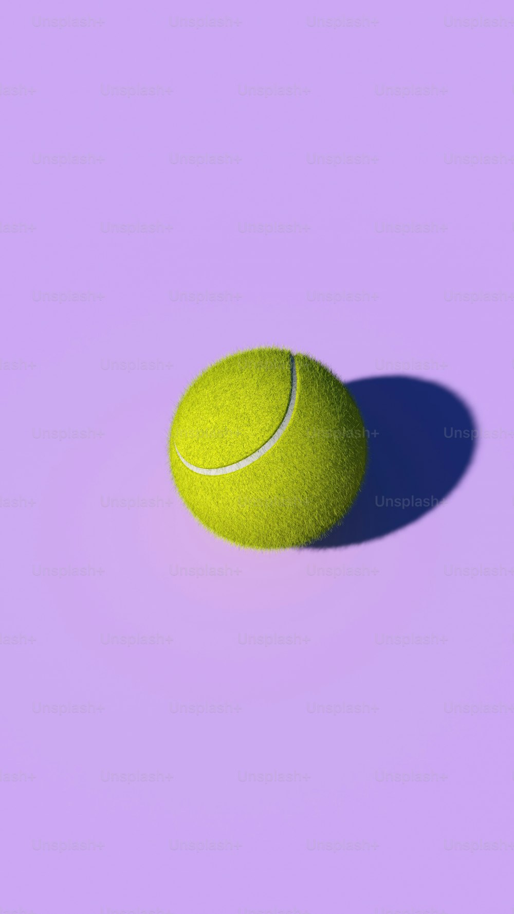 a yellow tennis ball on a purple background