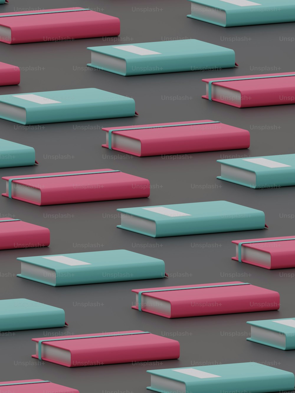 a group of pink and blue benches sitting next to each other