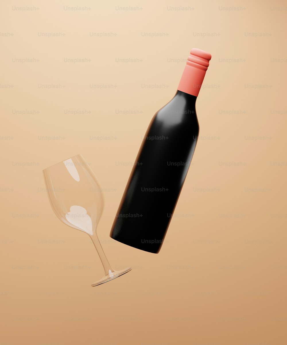 와인 한 병과 와인 잔
