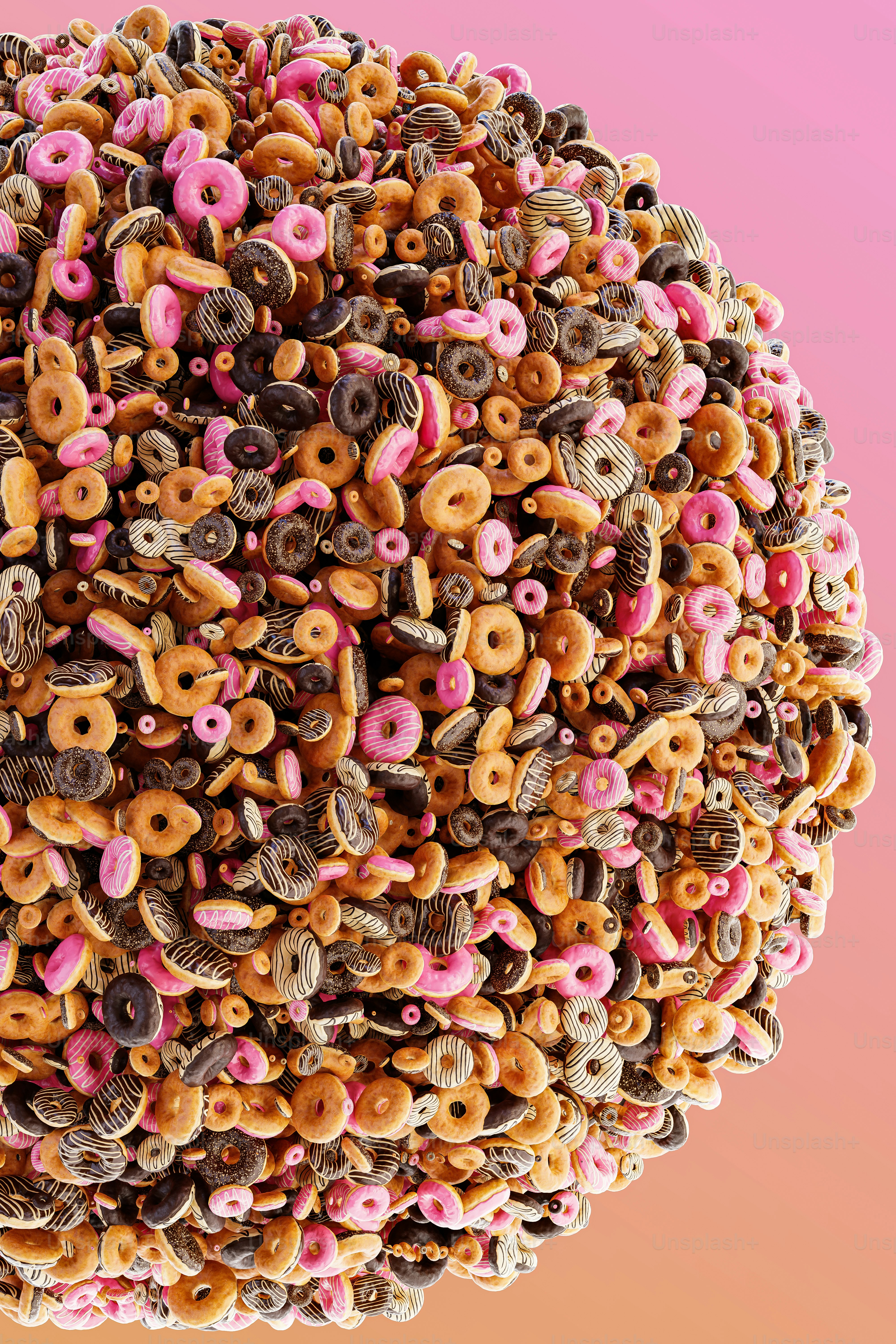 a bunch of donuts that are in the shape of a ball