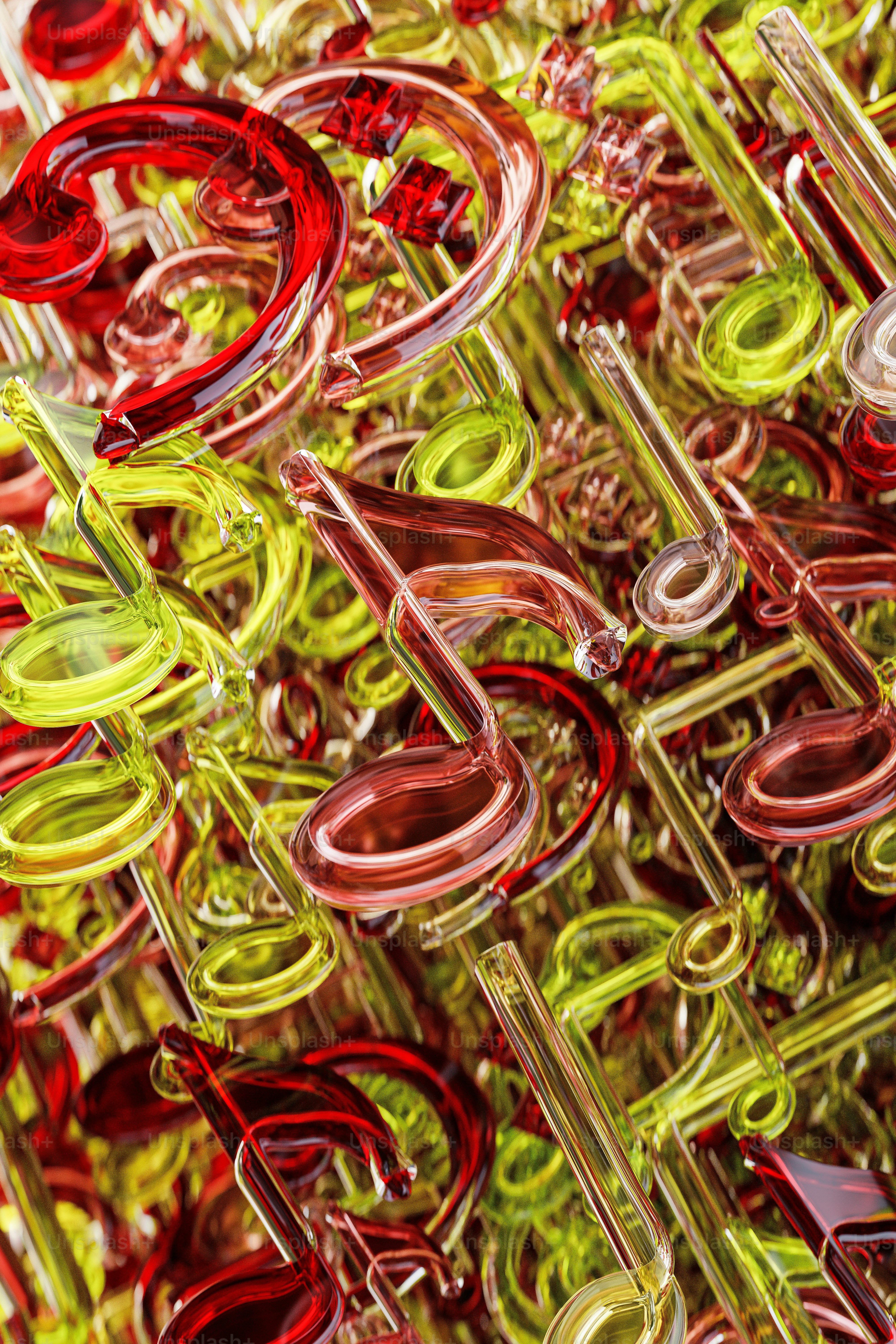 a close up of many different colored objects