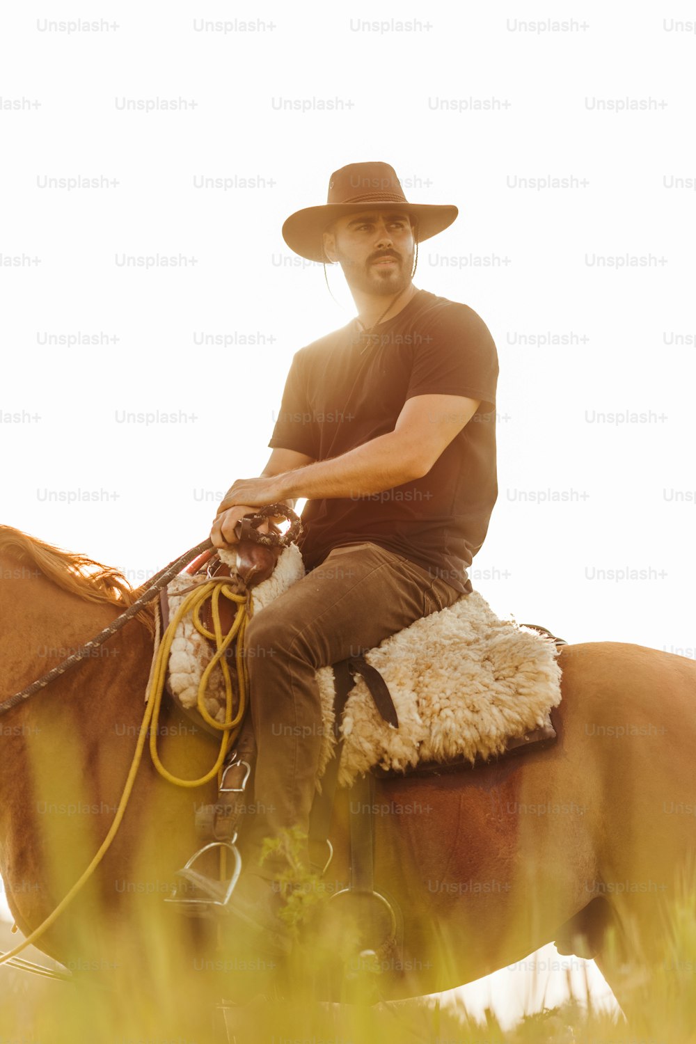 a man in a cowboy hat riding a horse