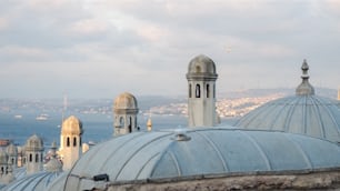 a view of a large body of water and some buildings