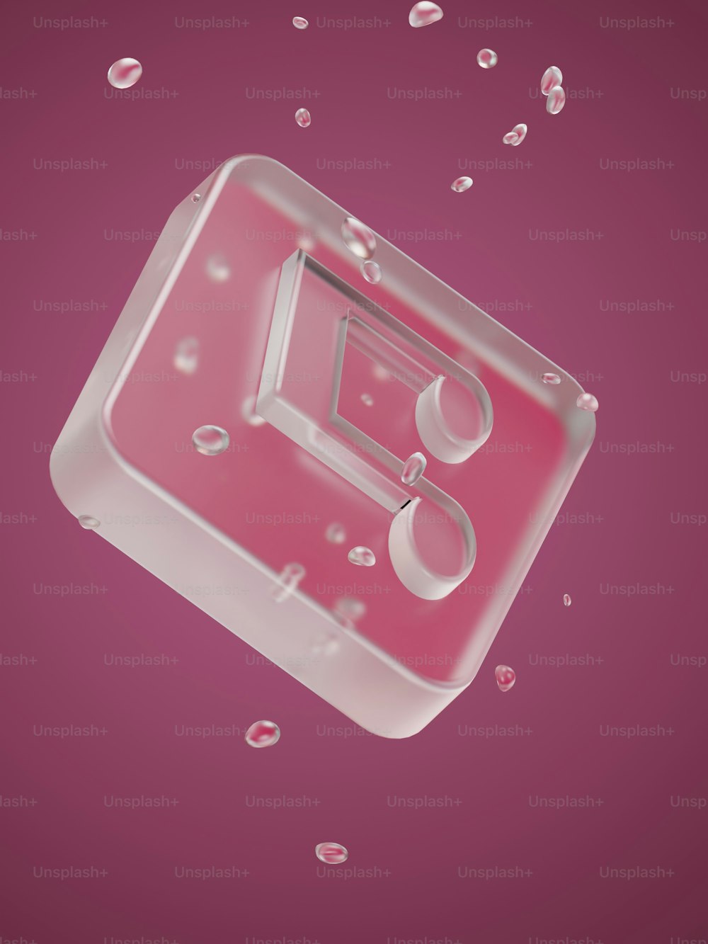 a square object with bubbles floating around it
