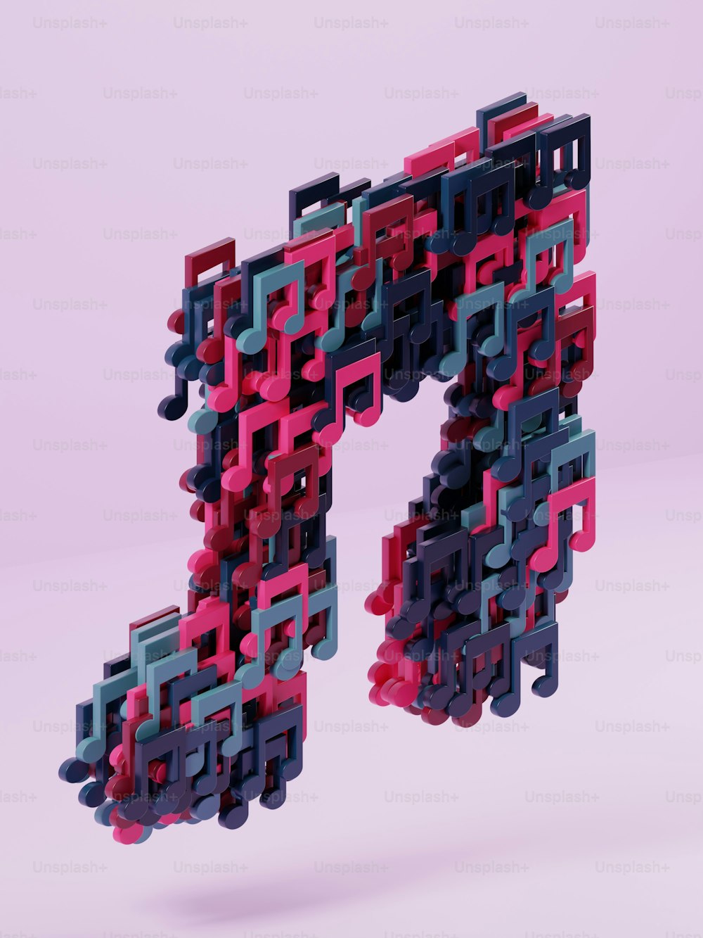 Una imagen 3D de una letra formada por bloques de diferentes colores