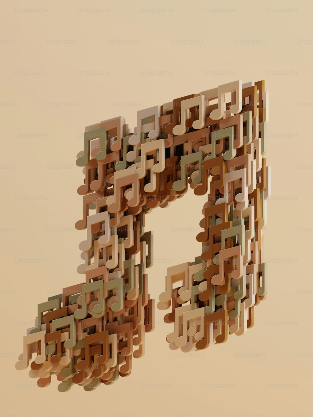 a very large letter made out of small blocks of wood