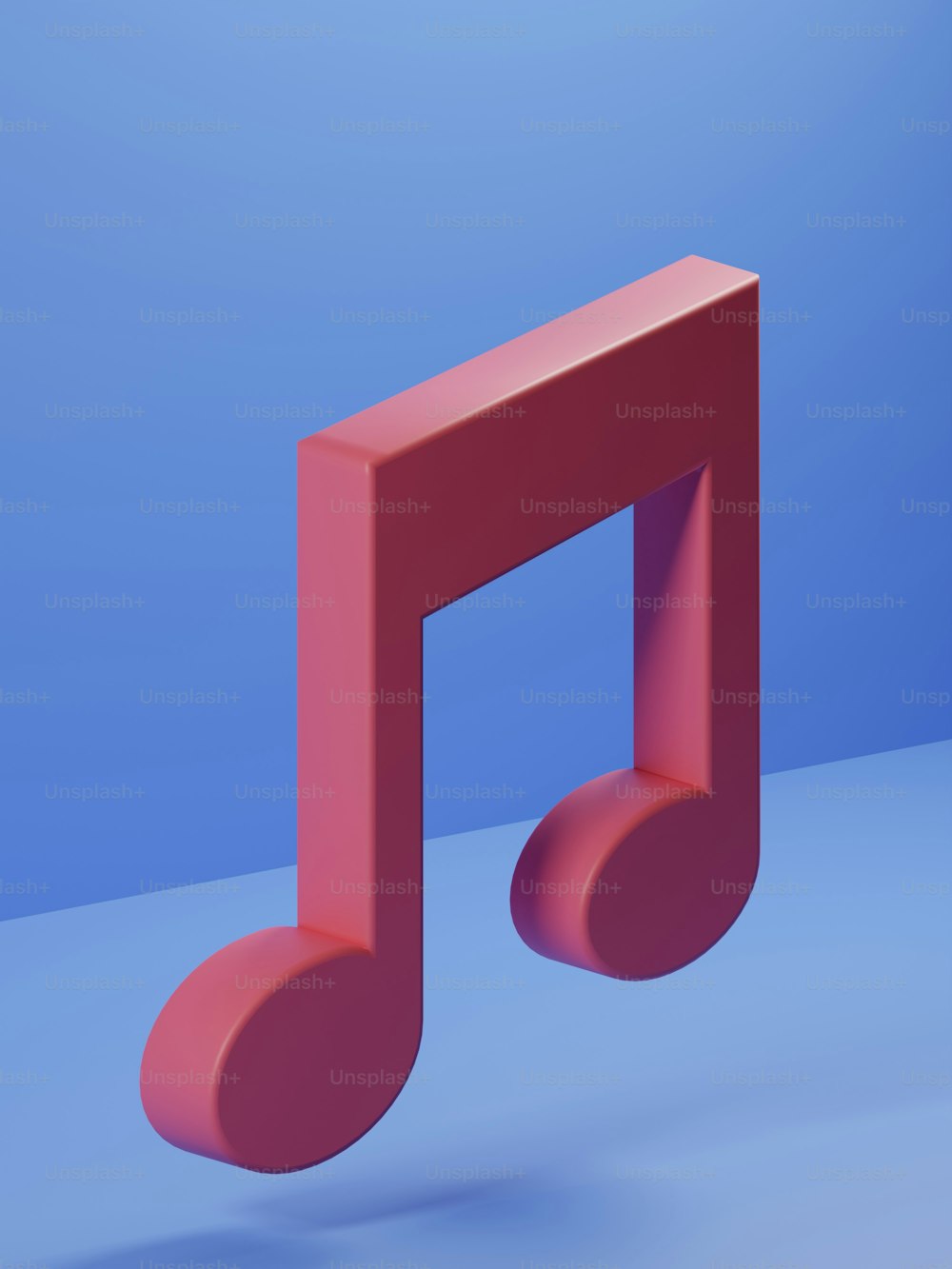 Una nota musical rosa sobre un fondo azul