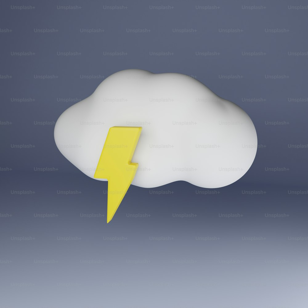 a white cloud with a yellow lightning bolt