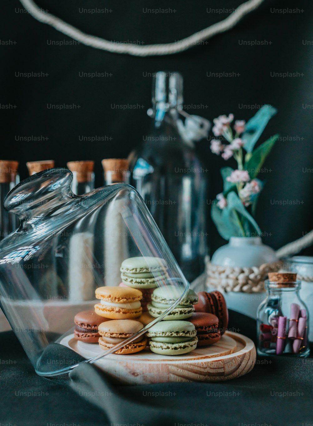 a table topped with lots of different types of macaroons