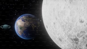 an artist's rendering of a planet and a moon