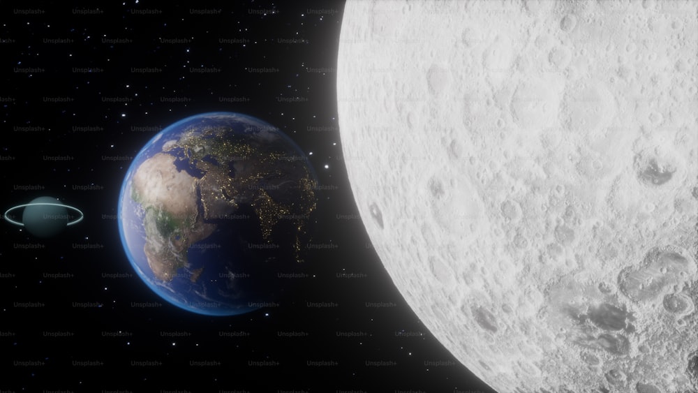 an artist's rendering of a planet and a moon