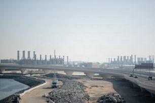 a view of a bridge over a body of water