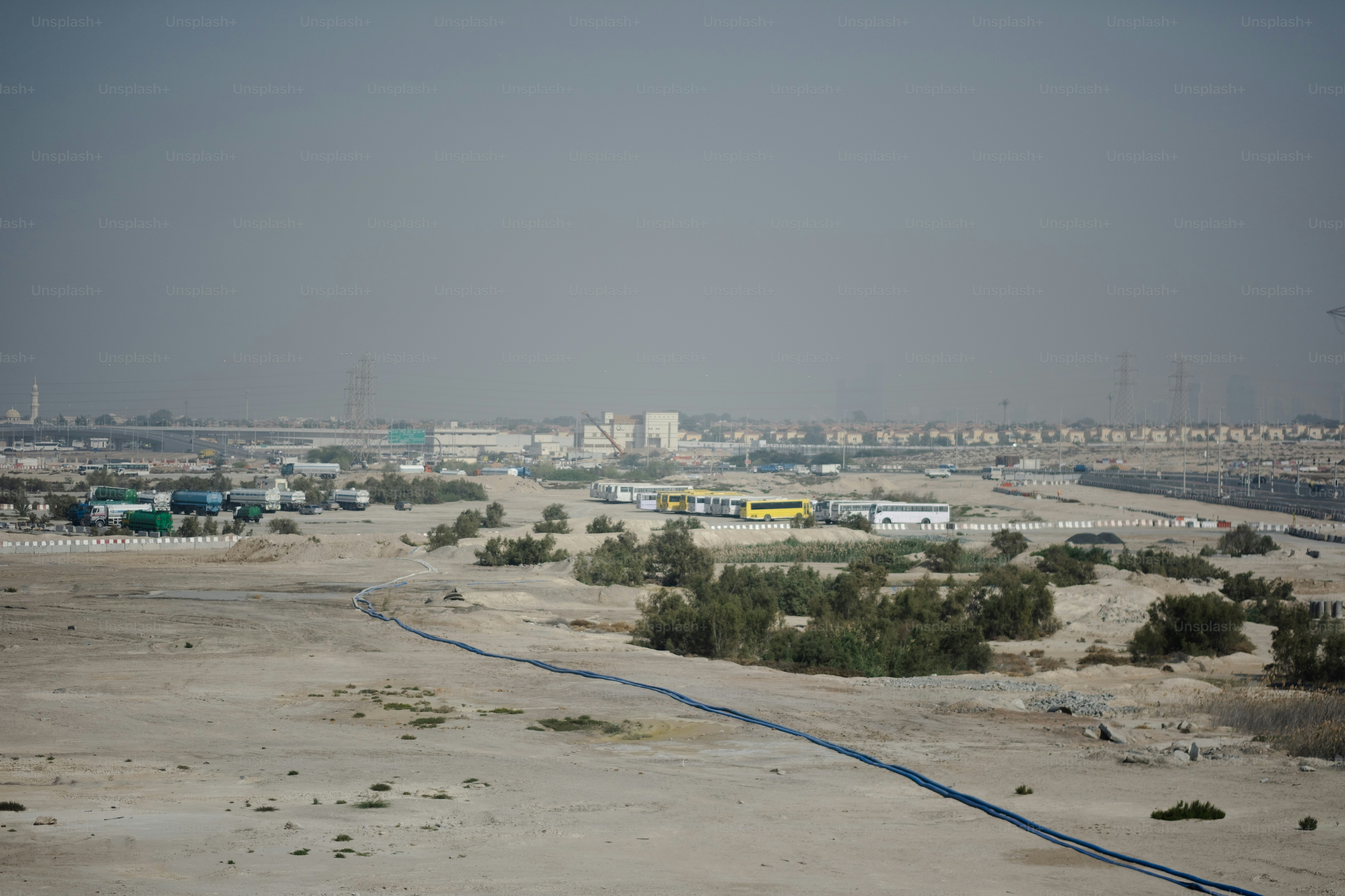 A construction site in the desert.