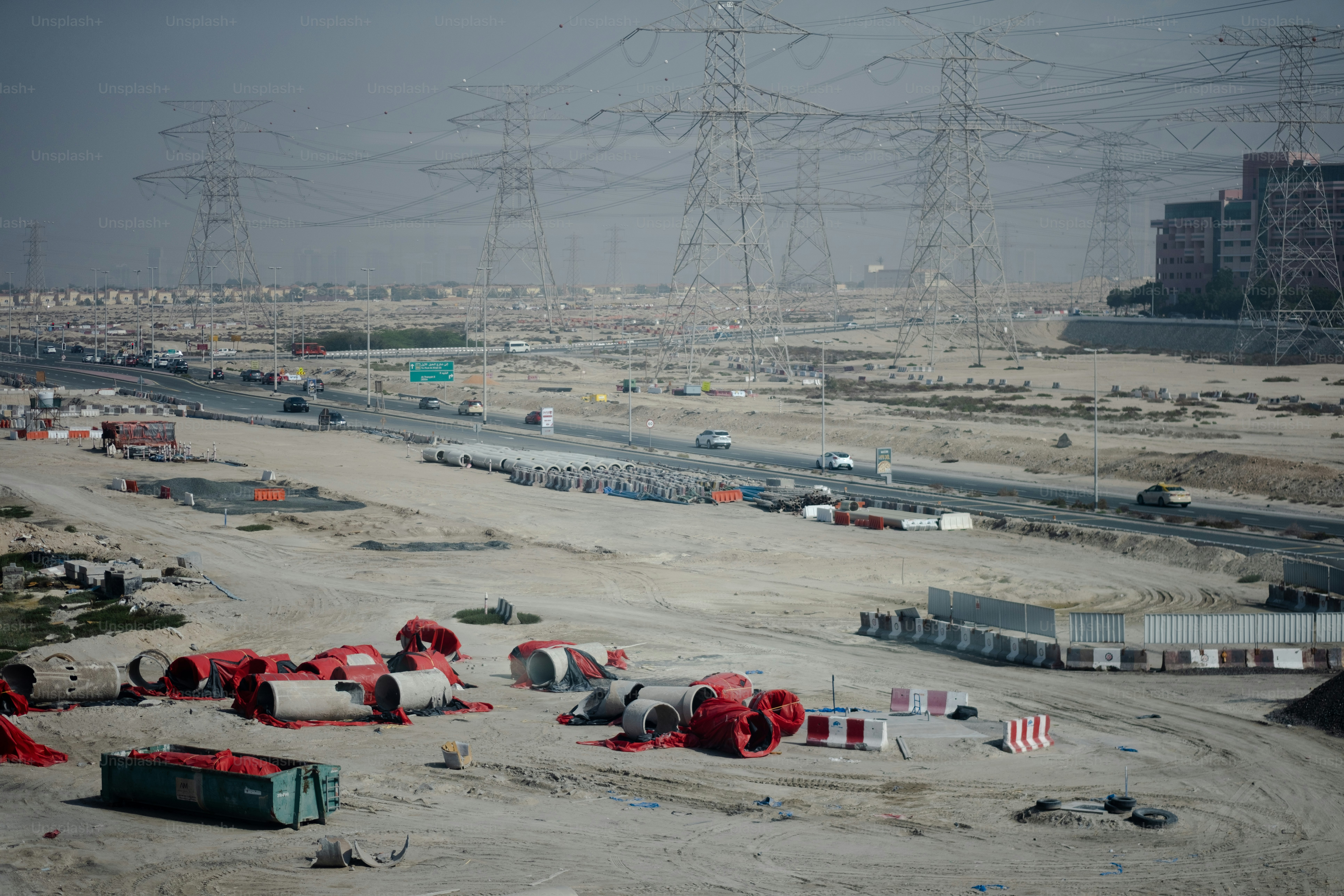 A construction site in the desert.