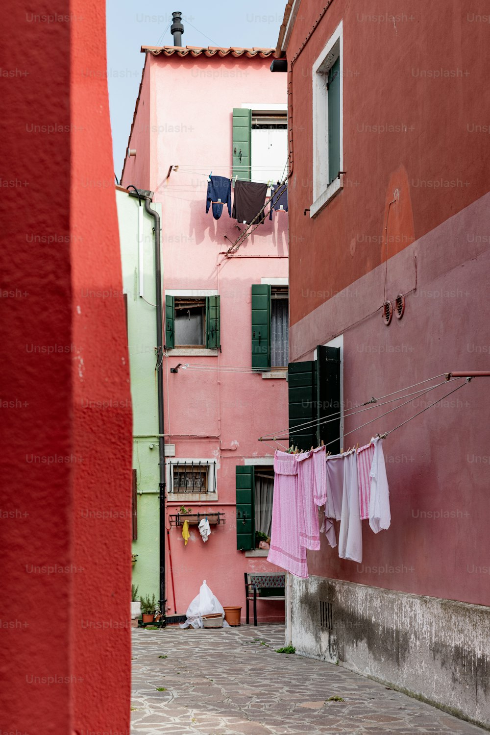 clothes hanging out to dry on a clothes line