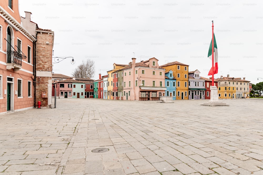 a cobblestone street in a european city