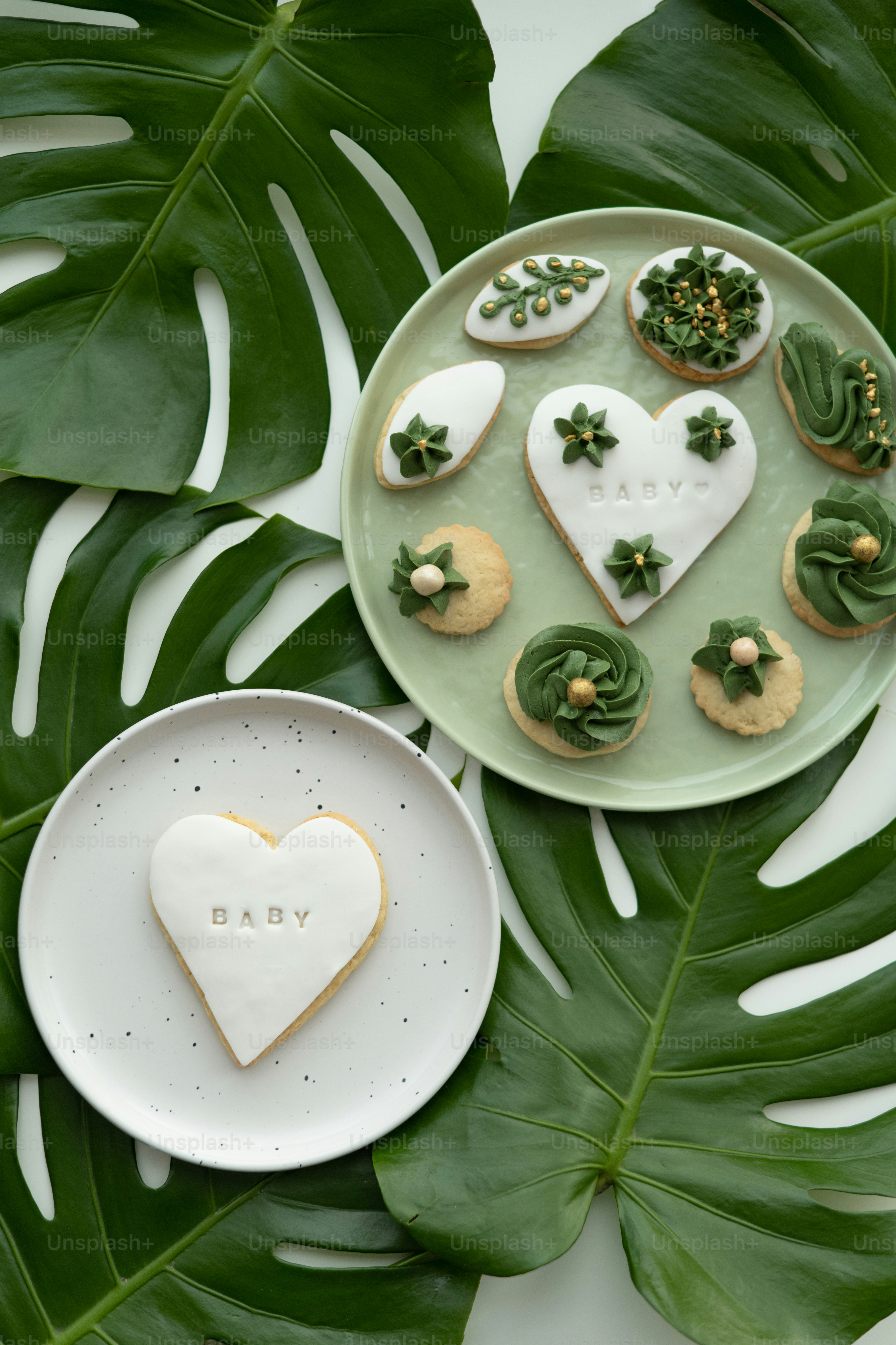 a plate with a heart shaped cookie on it
