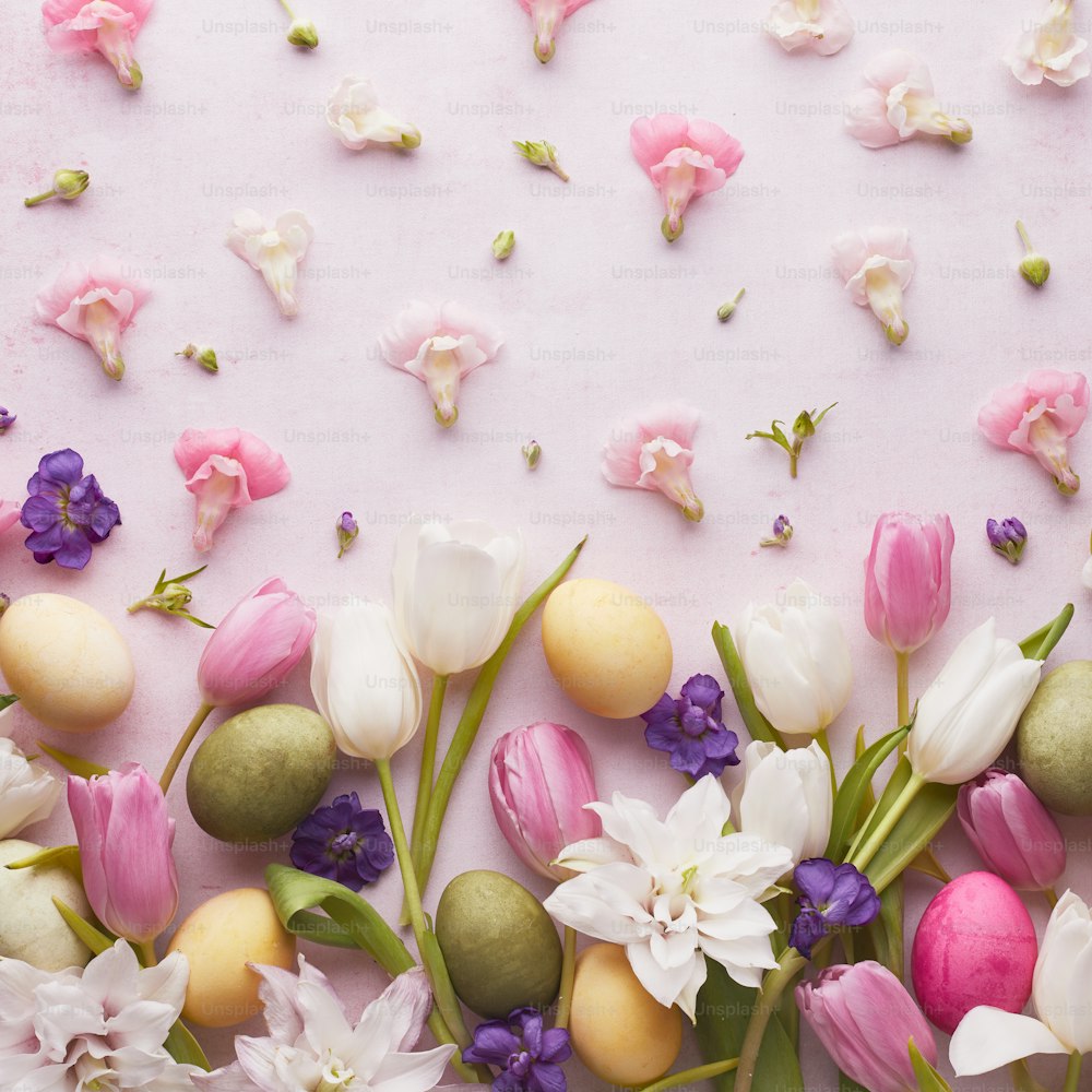 a bunch of flowers that are on a table