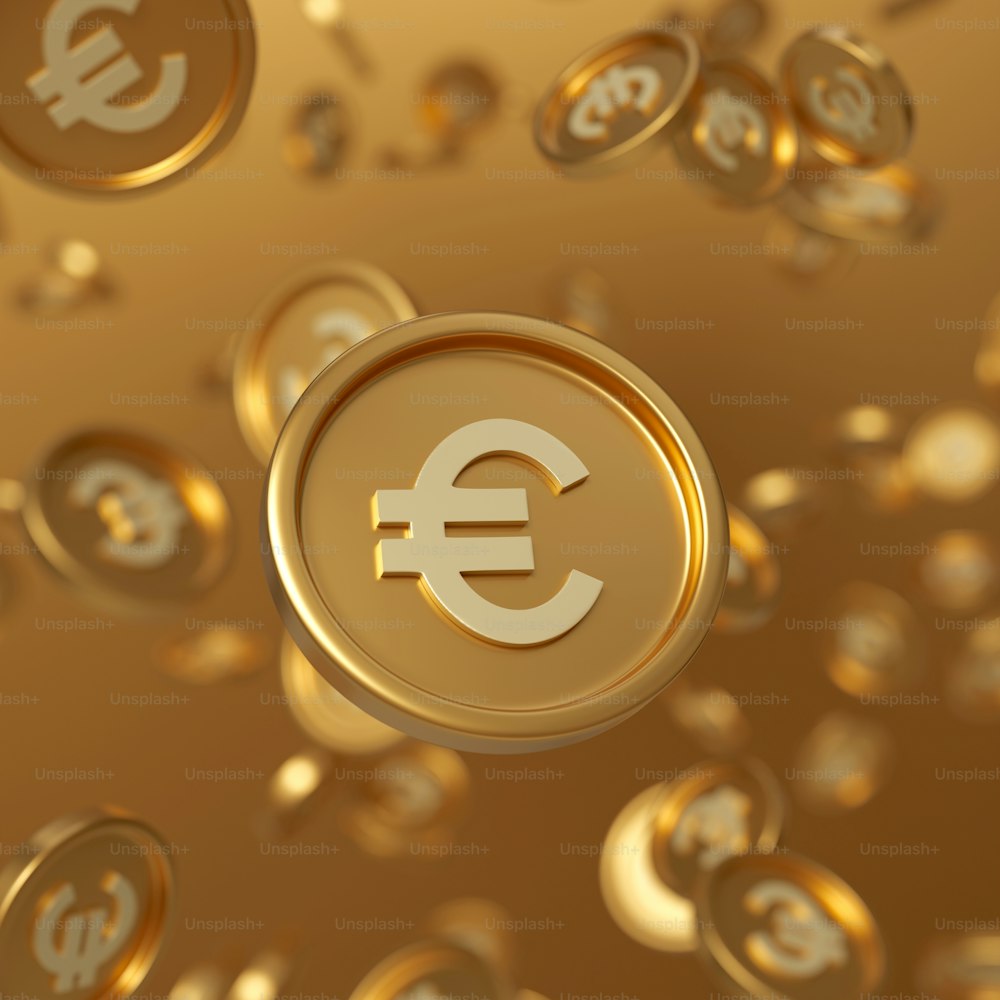 a gold coin with a euro sign on it