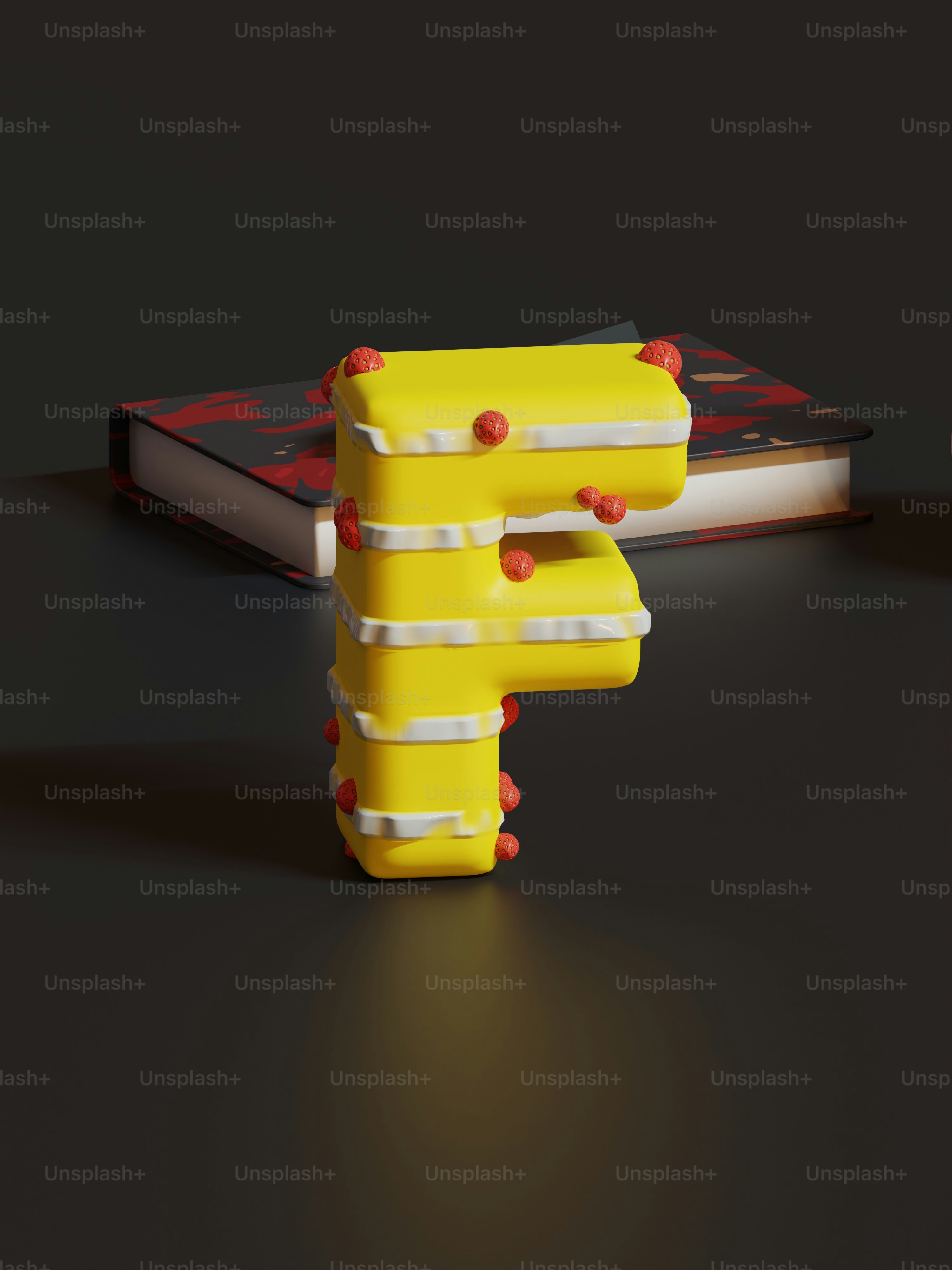 a yellow plastic object sitting on top of a table