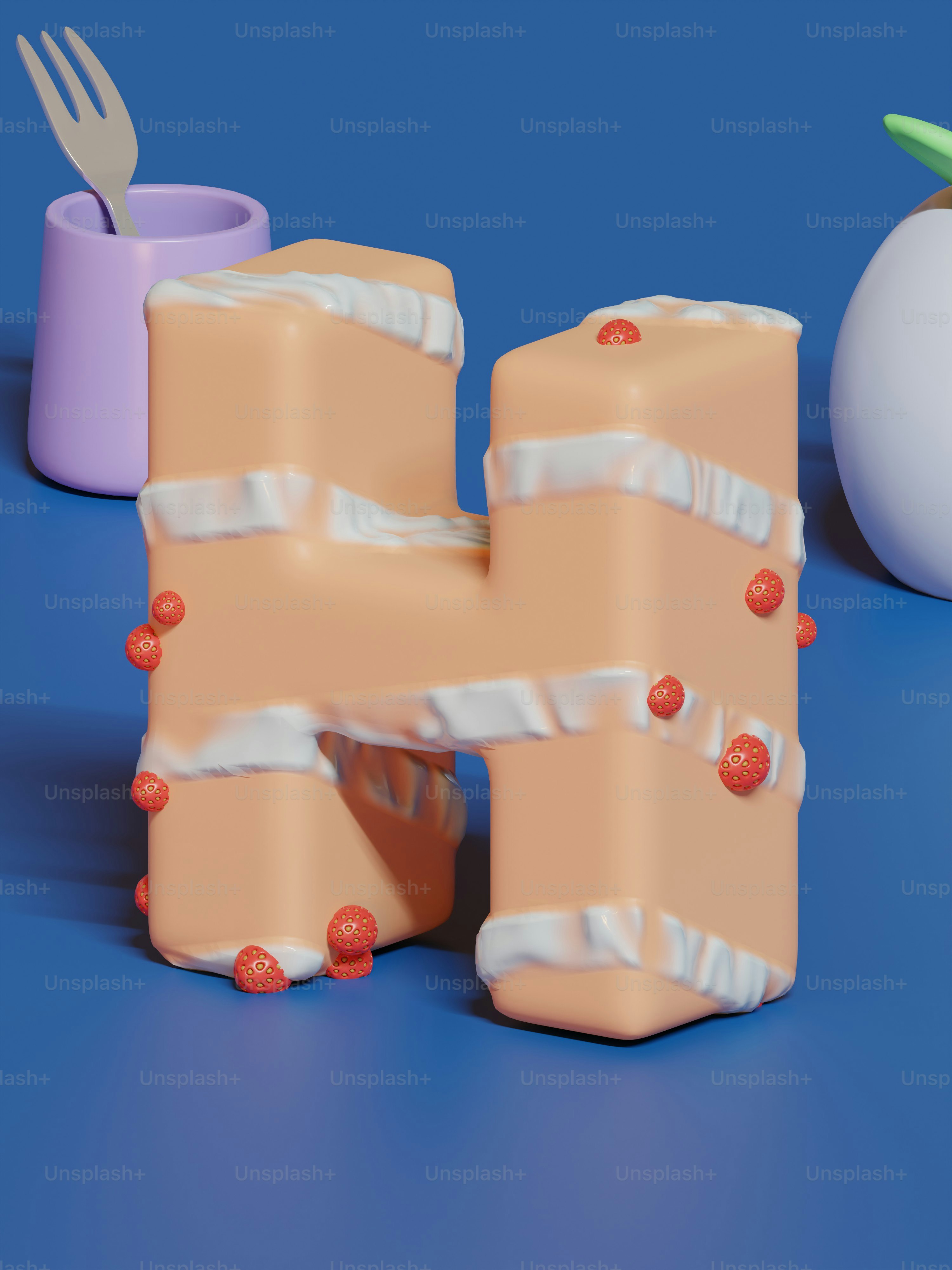 La lettre H est faite de gâteau