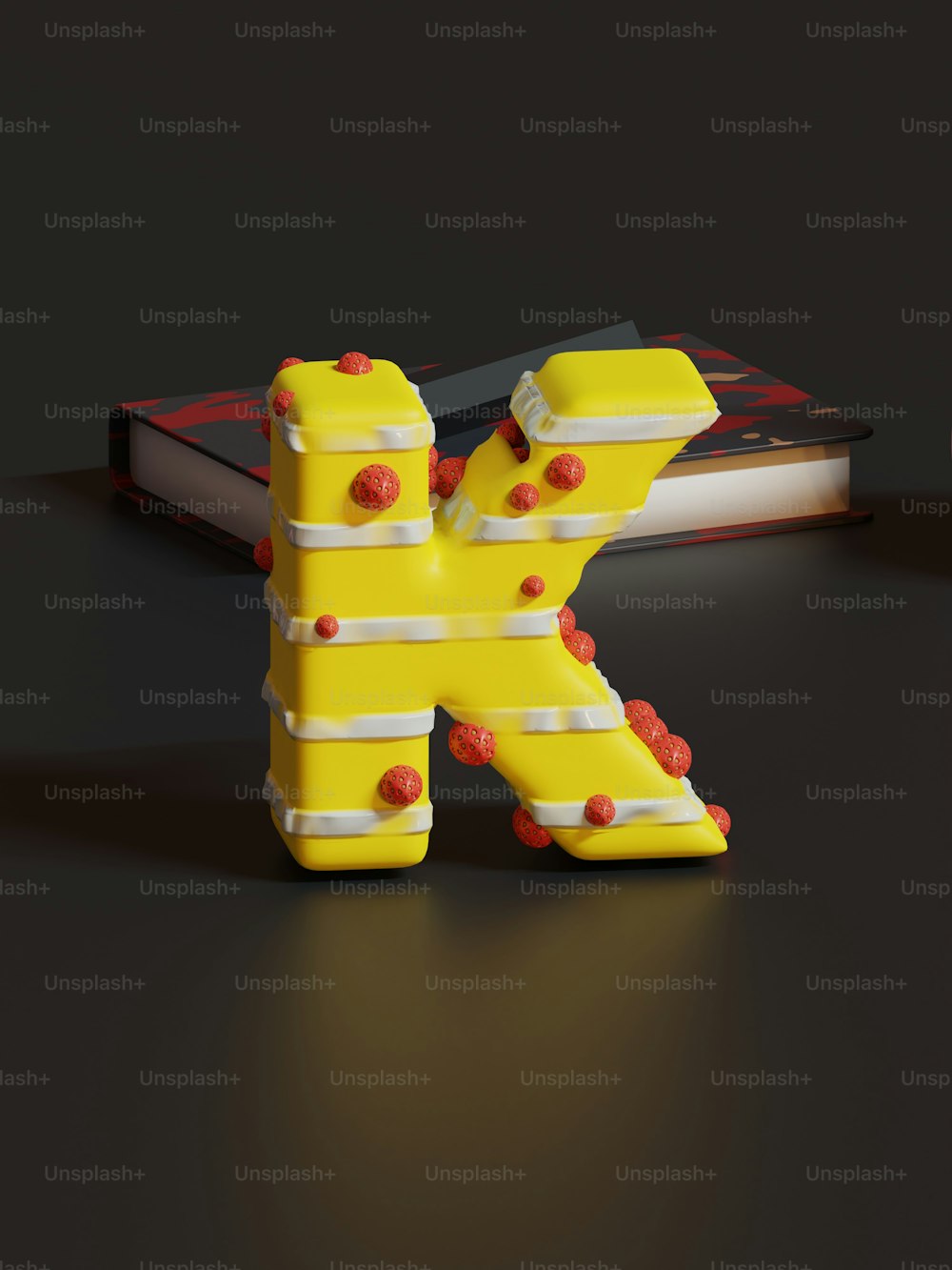 Ein gelber Buchstabe, der aus Legos besteht