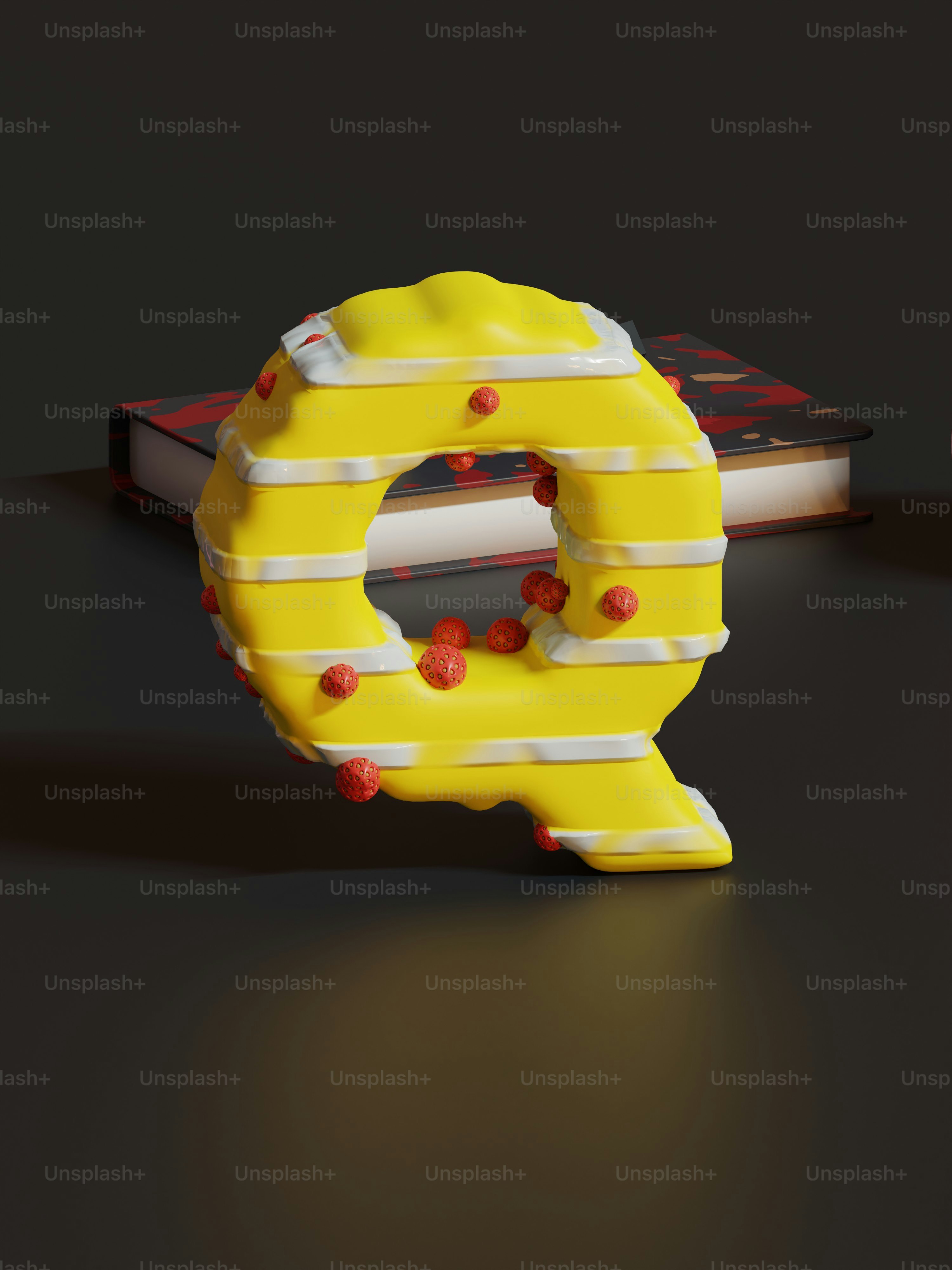 a yellow and white object sitting on top of a table