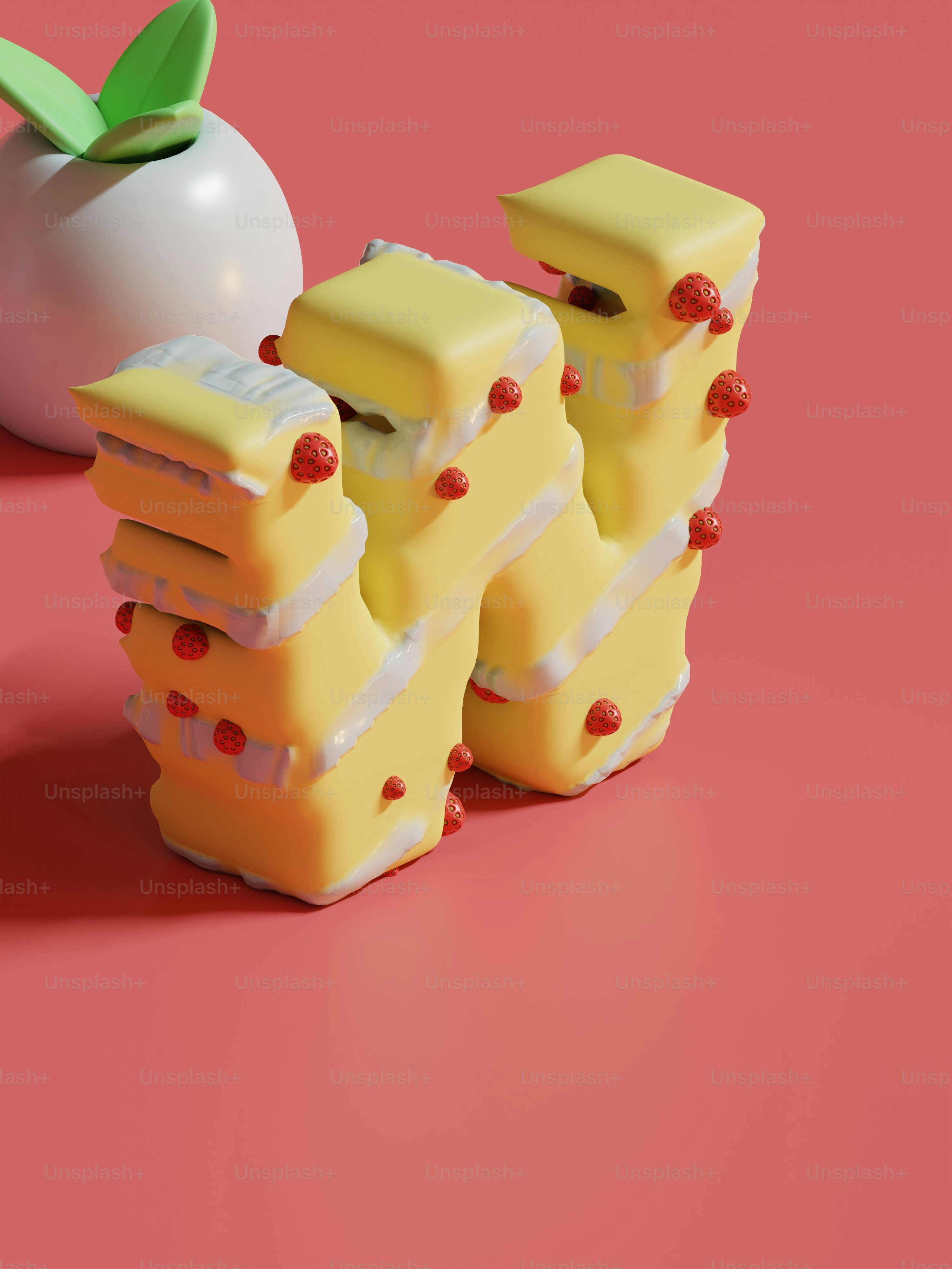 a couple of pieces of cake next to an apple